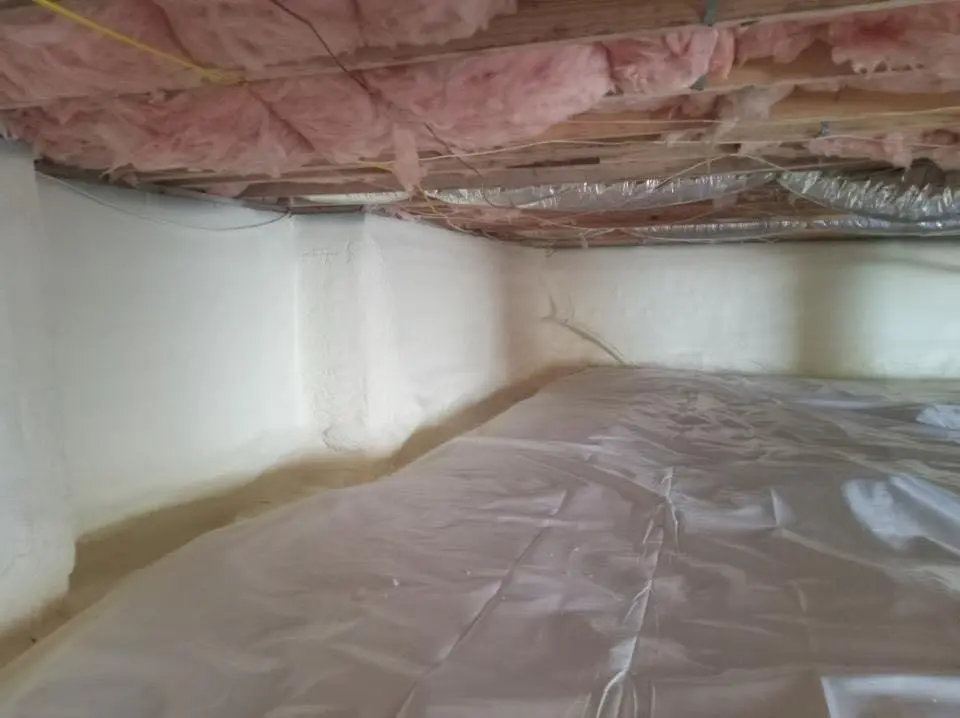 Crawl space encapsulation with closed-cell spray foam for Roof Leak Repair in Blackstone